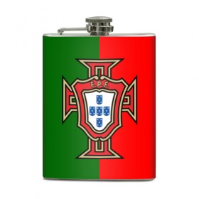Фляга с принтом Сборная Португалии флаг в Белгороде, металлический корпус | емкость 0,22 л, размер 125 х 94 мм. Виниловая наклейка запечатывается полностью | португалия | футбол