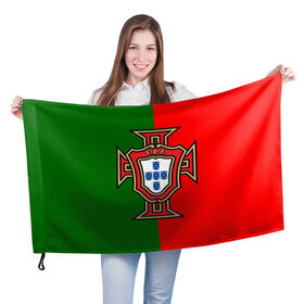 Флаг 3D с принтом Сборная Португалии флаг в Белгороде, 100% полиэстер | плотность ткани — 95 г/м2, размер — 67 х 109 см. Принт наносится с одной стороны | португалия | футбол
