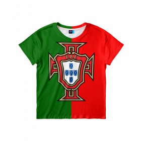 Детская футболка 3D с принтом Сборная Португалии флаг в Белгороде, 100% гипоаллергенный полиэфир | прямой крой, круглый вырез горловины, длина до линии бедер, чуть спущенное плечо, ткань немного тянется | Тематика изображения на принте: португалия | футбол