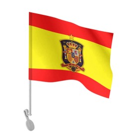 Флаг для автомобиля с принтом Сборная Испании флаг в Белгороде, 100% полиэстер | Размер: 30*21 см | испания | футбол