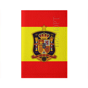 Обложка для паспорта матовая кожа с принтом Сборная Испании флаг в Белгороде, натуральная матовая кожа | размер 19,3 х 13,7 см; прозрачные пластиковые крепления | испания | футбол