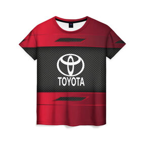 Женская футболка 3D с принтом TOYOTA SPORT в Белгороде, 100% полиэфир ( синтетическое хлопкоподобное полотно) | прямой крой, круглый вырез горловины, длина до линии бедер | auto | car | toyota | автомобиль | марка