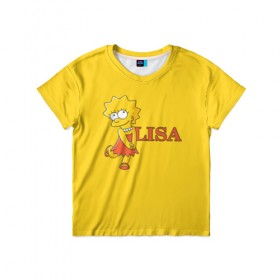 Детская футболка 3D с принтом Lisa в Белгороде, 100% гипоаллергенный полиэфир | прямой крой, круглый вырез горловины, длина до линии бедер, чуть спущенное плечо, ткань немного тянется | Тематика изображения на принте: simpsons | елизавета | лиза | лизон | симпсоны