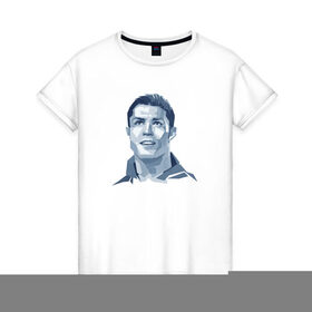 Женская футболка хлопок с принтом Cristiano в Белгороде, 100% хлопок | прямой крой, круглый вырез горловины, длина до линии бедер, слегка спущенное плечо | 