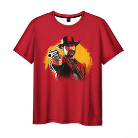 Мужская футболка 3D с принтом Red Dead Redemption 2 в Белгороде, 100% полиэфир | прямой крой, круглый вырез горловины, длина до линии бедер | rdr | rockstar | рокстар