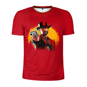 Мужская футболка 3D спортивная с принтом Red Dead Redemption 2 в Белгороде, 100% полиэстер с улучшенными характеристиками | приталенный силуэт, круглая горловина, широкие плечи, сужается к линии бедра | rdr | rockstar | рокстар