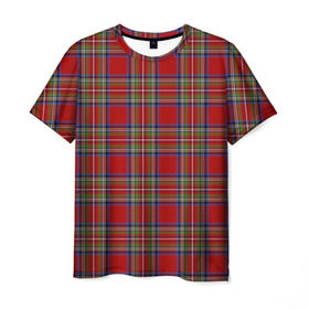 Мужская футболка 3D с принтом Королевский Стюарт Тартан в Белгороде, 100% полиэфир | прямой крой, круглый вырез горловины, длина до линии бедер | Тематика изображения на принте: англия | килт | королева | королевский | лондон | стюарт | тартан | ткань | узор | шотландия | шотландка