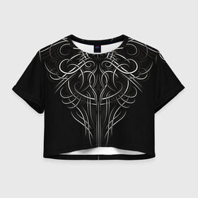 Женская футболка 3D укороченная с принтом Tribal Pattern в Белгороде, 100% полиэстер | круглая горловина, длина футболки до линии талии, рукава с отворотами | biker | bodybuilding | cool | fitness | gothic | gym | pattern | sport | style | tattoo | tribal | тату