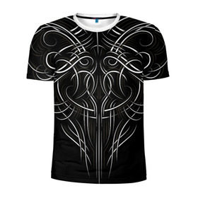 Мужская футболка 3D спортивная с принтом Tribal Pattern в Белгороде, 100% полиэстер с улучшенными характеристиками | приталенный силуэт, круглая горловина, широкие плечи, сужается к линии бедра | biker | bodybuilding | cool | fitness | gothic | gym | pattern | sport | style | tattoo | tribal | тату