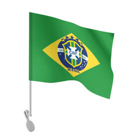 Флаг для автомобиля с принтом Сборная Бразилии флаг в Белгороде, 100% полиэстер | Размер: 30*21 см | brazil | бразилия