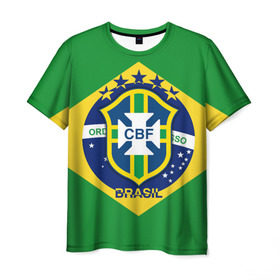 Мужская футболка 3D с принтом Сборная Бразилии флаг в Белгороде, 100% полиэфир | прямой крой, круглый вырез горловины, длина до линии бедер | brazil | бразилия