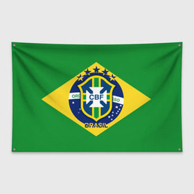 Флаг-баннер с принтом Сборная Бразилии флаг в Белгороде, 100% полиэстер | размер 67 х 109 см, плотность ткани — 95 г/м2; по краям флага есть четыре люверса для крепления | brazil | бразилия