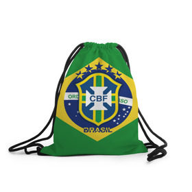 Рюкзак-мешок 3D с принтом Сборная Бразилии флаг в Белгороде, 100% полиэстер | плотность ткани — 200 г/м2, размер — 35 х 45 см; лямки — толстые шнурки, застежка на шнуровке, без карманов и подкладки | Тематика изображения на принте: brazil | бразилия