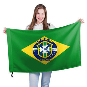 Флаг 3D с принтом Сборная Бразилии флаг в Белгороде, 100% полиэстер | плотность ткани — 95 г/м2, размер — 67 х 109 см. Принт наносится с одной стороны | brazil | бразилия
