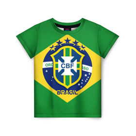 Детская футболка 3D с принтом Сборная Бразилии флаг в Белгороде, 100% гипоаллергенный полиэфир | прямой крой, круглый вырез горловины, длина до линии бедер, чуть спущенное плечо, ткань немного тянется | brazil | бразилия