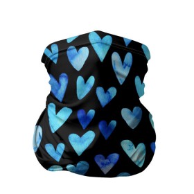 Бандана-труба 3D с принтом Blue Hearts в Белгороде, 100% полиэстер, ткань с особыми свойствами — Activecool | плотность 150‒180 г/м2; хорошо тянется, но сохраняет форму | акварель | любовь | паттерн | сердечки