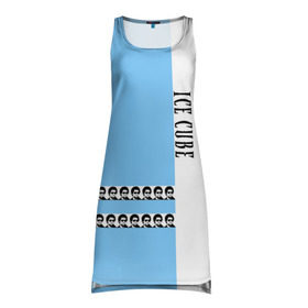 Платье-майка 3D с принтом Ice Cube в Белгороде, 100% полиэстер | полуприлегающий силуэт, широкие бретели, круглый вырез горловины, удлиненный подол сзади. | hip hop | ice cube | реп | репер | хип | хоп