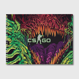 Альбом для рисования с принтом CS GO Huper beast в Белгороде, 100% бумага
 | матовая бумага, плотность 200 мг. | counter strike | cs | cs go | hyper beast | skine | кс го | оружие | скин