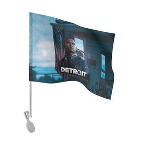 Флаг для автомобиля с принтом Detroit: Become Human - Markus в Белгороде, 100% полиэстер | Размер: 30*21 см | connor | cyberlife | deviant | ps4 | rk800 |  detroit: become human | детроит | детроит: стать человеком | игры | коннор | пиратs | эксклюзив