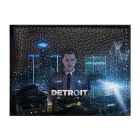 Обложка для студенческого билета с принтом Detroit: Become Human - Connor в Белгороде, натуральная кожа | Размер: 11*8 см; Печать на всей внешней стороне | Тематика изображения на принте: 