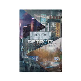 Обложка для паспорта матовая кожа с принтом Detroit: Become Human в Белгороде, натуральная матовая кожа | размер 19,3 х 13,7 см; прозрачные пластиковые крепления | Тематика изображения на принте: connor | cyberlife | deviant | ps4 | rk800 |  detroit: become human | детроит | детроит: стать человеком | игры | коннор | пиратs | эксклюзив