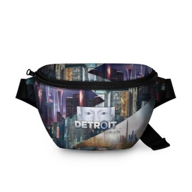 Поясная сумка 3D с принтом Detroit: Become Human City в Белгороде, 100% полиэстер | плотная ткань, ремень с регулируемой длиной, внутри несколько карманов для мелочей, основное отделение и карман с обратной стороны сумки застегиваются на молнию | 