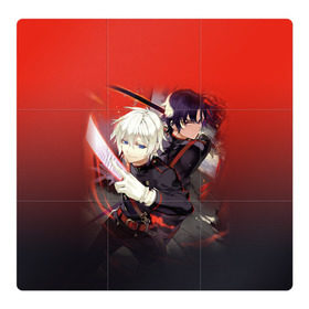 Магнитный плакат 3Х3 с принтом Shinya & Guren в Белгороде, Полимерный материал с магнитным слоем | 9 деталей размером 9*9 см | owari no seraph | seraph of the end | последний серафим