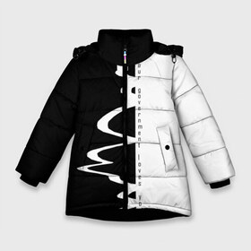 Зимняя куртка для девочек 3D с принтом You government loves you в Белгороде, ткань верха — 100% полиэстер; подклад — 100% полиэстер, утеплитель — 100% полиэстер. | длина ниже бедра, удлиненная спинка, воротник стойка и отстегивающийся капюшон. Есть боковые карманы с листочкой на кнопках, утяжки по низу изделия и внутренний карман на молнии. 

Предусмотрены светоотражающий принт на спинке, радужный светоотражающий элемент на пуллере молнии и на резинке для утяжки. | deliriumtech | government | governmentlove | авангард | геометрия | надписи | правительство