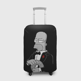 Чехол для чемодана 3D с принтом Гомер в Белгороде, 86% полиэфир, 14% спандекс | двустороннее нанесение принта, прорези для ручек и колес | Тематика изображения на принте: homer | mafia | simpson | simpsons | гомер симпсон | мафия | пончик | пончики