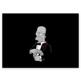 Поздравительная открытка с принтом Гомер в Белгороде, 100% бумага | плотность бумаги 280 г/м2, матовая, на обратной стороне линовка и место для марки
 | Тематика изображения на принте: homer | mafia | simpson | simpsons | гомер симпсон | мафия | пончик | пончики