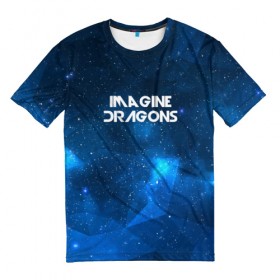 Мужская футболка 3D с принтом Imagine Dragons в Белгороде, 100% полиэфир | прямой крой, круглый вырез горловины, длина до линии бедер | космос | рок