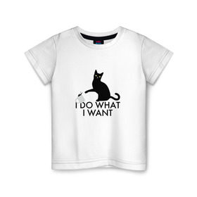 Детская футболка хлопок с принтом I Do What I Want в Белгороде, 100% хлопок | круглый вырез горловины, полуприлегающий силуэт, длина до линии бедер | Тематика изображения на принте: делаю что хочу