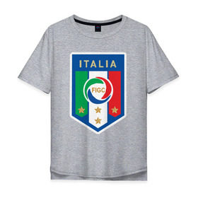 Мужская футболка хлопок Oversize с принтом Сборная Италии в Белгороде, 100% хлопок | свободный крой, круглый ворот, “спинка” длиннее передней части | 