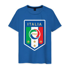 Мужская футболка хлопок с принтом Сборная Италии в Белгороде, 100% хлопок | прямой крой, круглый вырез горловины, длина до линии бедер, слегка спущенное плечо. | 