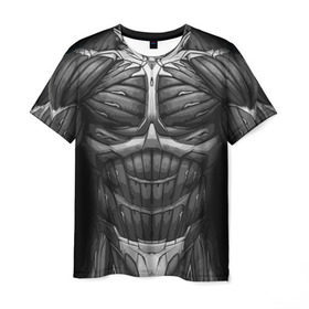 Мужская футболка 3D с принтом Экзоскелет CRYSIS в Белгороде, 100% полиэфир | прямой крой, круглый вырез горловины, длина до линии бедер | Тематика изображения на принте: crysis |   робот | бионический | бронь | броня | доспехи | костюм | крайсис | экзоскелет