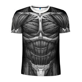 Мужская футболка 3D спортивная с принтом Экзоскелет CRYSIS в Белгороде, 100% полиэстер с улучшенными характеристиками | приталенный силуэт, круглая горловина, широкие плечи, сужается к линии бедра | crysis |   робот | бионический | бронь | броня | доспехи | костюм | крайсис | экзоскелет