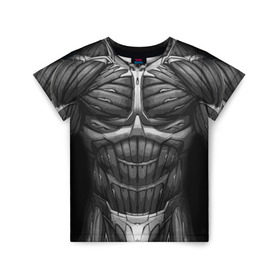Детская футболка 3D с принтом Экзоскелет CRYSIS в Белгороде, 100% гипоаллергенный полиэфир | прямой крой, круглый вырез горловины, длина до линии бедер, чуть спущенное плечо, ткань немного тянется | Тематика изображения на принте: crysis |   робот | бионический | бронь | броня | доспехи | костюм | крайсис | экзоскелет