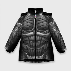 Зимняя куртка для девочек 3D с принтом Экзоскелет CRYSIS в Белгороде, ткань верха — 100% полиэстер; подклад — 100% полиэстер, утеплитель — 100% полиэстер. | длина ниже бедра, удлиненная спинка, воротник стойка и отстегивающийся капюшон. Есть боковые карманы с листочкой на кнопках, утяжки по низу изделия и внутренний карман на молнии. 

Предусмотрены светоотражающий принт на спинке, радужный светоотражающий элемент на пуллере молнии и на резинке для утяжки. | crysis |   робот | бионический | бронь | броня | доспехи | костюм | крайсис | экзоскелет