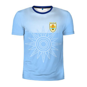 Мужская футболка 3D спортивная с принтом Уругвай домашняя форма в Белгороде, 100% полиэстер с улучшенными характеристиками | приталенный силуэт, круглая горловина, широкие плечи, сужается к линии бедра | домашняя форма | уругвай | уругвай домашняя форма