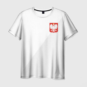 Мужская футболка 3D с принтом Польша домашняя форма в Белгороде, 100% полиэфир | прямой крой, круглый вырез горловины, длина до линии бедер | 