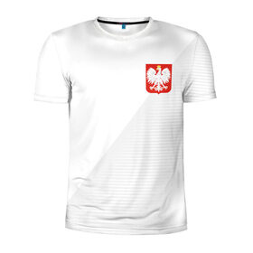 Мужская футболка 3D спортивная с принтом Польша домашняя форма в Белгороде, 100% полиэстер с улучшенными характеристиками | приталенный силуэт, круглая горловина, широкие плечи, сужается к линии бедра | Тематика изображения на принте: 