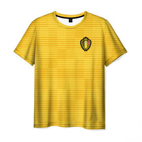 Мужская футболка 3D с принтом Сборная Бельгии Away 2018 в Белгороде, 100% полиэфир | прямой крой, круглый вырез горловины, длина до линии бедер | 