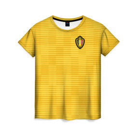 Женская футболка 3D с принтом Сборная Бельгии Away 2018 в Белгороде, 100% полиэфир ( синтетическое хлопкоподобное полотно) | прямой крой, круглый вырез горловины, длина до линии бедер | 