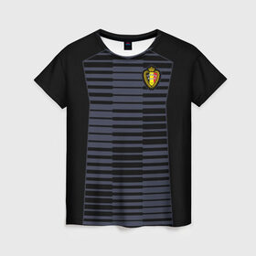 Женская футболка 3D с принтом Сборная Бельгии Goalkeeper 2018 в Белгороде, 100% полиэфир ( синтетическое хлопкоподобное полотно) | прямой крой, круглый вырез горловины, длина до линии бедер | 