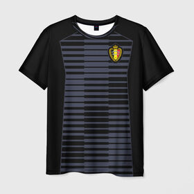 Мужская футболка 3D с принтом Сборная Бельгии Goalkeeper 2018 в Белгороде, 100% полиэфир | прямой крой, круглый вырез горловины, длина до линии бедер | Тематика изображения на принте: 