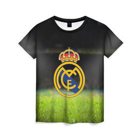 Женская футболка 3D с принтом REAL MADRID в Белгороде, 100% полиэфир ( синтетическое хлопкоподобное полотно) | прямой крой, круглый вырез горловины, длина до линии бедер | football | soccer | реал мадрид