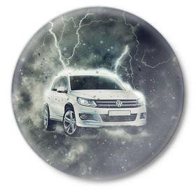 Значок с принтом Volkswagen Tiguan в Белгороде,  металл | круглая форма, металлическая застежка в виде булавки | tiguan | volkswagen