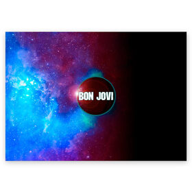 Поздравительная открытка с принтом Bon Jovi в Белгороде, 100% бумага | плотность бумаги 280 г/м2, матовая, на обратной стороне линовка и место для марки
 | Тематика изображения на принте: bon jovi | альбом | арена | бон | бон джови | глэм | группа | джови | джон | метал | музыка | надпись | песни | поп | попрок | рок | рокер | смайл | солист | софт | стена | хард | хеви | хевиметал