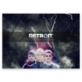 Поздравительная открытка с принтом Detroit become human в Белгороде, 100% бумага | плотность бумаги 280 г/м2, матовая, на обратной стороне линовка и место для марки
 | dbh | detroit | gamer