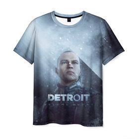 Мужская футболка 3D с принтом Detroit become human в Белгороде, 100% полиэфир | прямой крой, круглый вырез горловины, длина до линии бедер | Тематика изображения на принте: dbh | detroit | gamer
